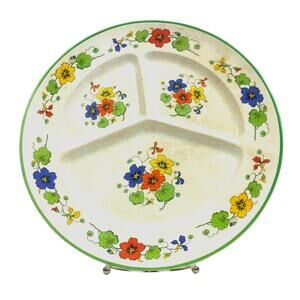 Antique CC Thompson Madison Divided Split Plate Or Grill Plate Floral 10” Wide